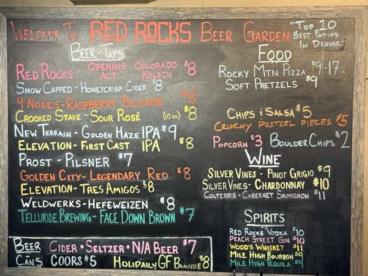 Menu photo 2 Red Rocks Beer Garden Morrison, CO Menu photo 2 Red Rocks Beer Garden Morrison, CO