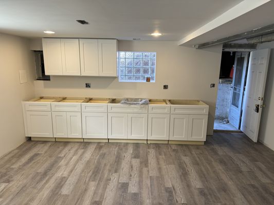Basement remodel - We did a total rehab in the basement. Framng isolation laminate flooring drywall new doors, kitchen. Basement remodel - We did a total rehab in the basement. Framng isolation laminate flooring drywall new doors, kitchen.