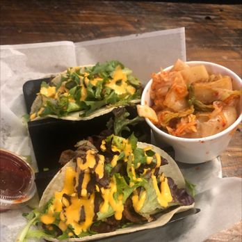 Seoul Taco - Spicy pork with kimchi. - Korean Near Me - Chesterfield, Missouri Seoul Taco - Spicy pork with kimchi. - Korean Near Me - Chesterfield, Missouri