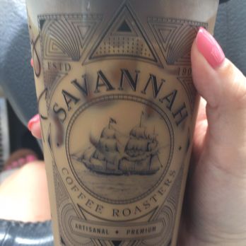 Savannah Coffee Roasters - Iced latte- I just love their cups! - Coffee & Tea Near Me - Savannah, Georgia