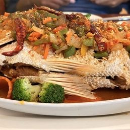 Whole crispy red snapper. Whole crispy red snapper.