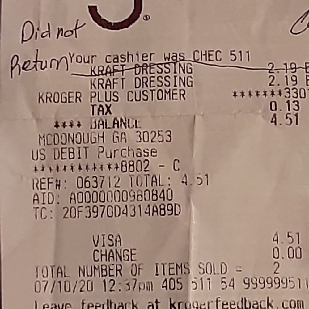 Kroger Co - Proof of Purchase Showing date and Kriger store location - Grocery Near Me - McDonough, Georgia Kroger Co - Proof of Purchase Showing date and Kriger store location - Grocery Near Me - McDonough, Georgia