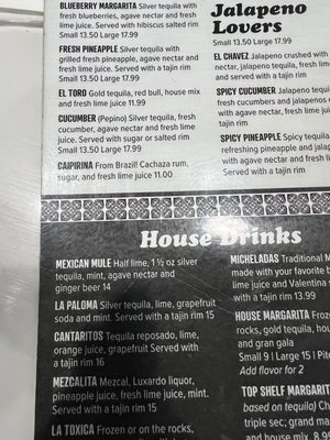 Menu photo 5 El Paraiso Mexican Restaurant Oldsmar, FL