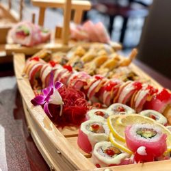 Umi Sushi - Sushi boat with Cherry Blossom, Colorado Springs, Yummy, Vegas Fever, and Hot Night!