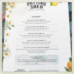 The Potting Shed - Dessert Menu