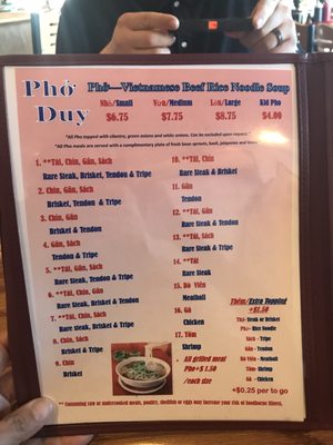 Menu photo 8 Pho Duy Greeley, CO