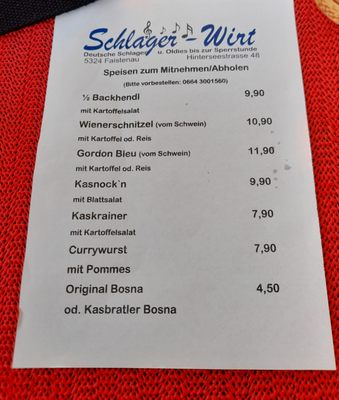 Menu photo 1 Schlager Wirt Wald, 5