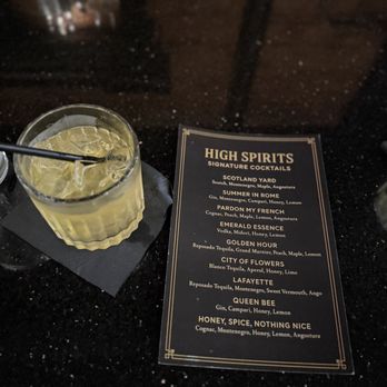 High Spirits Bar - Green tea drink and cocktail menu - Cocktail Bars Near Me - Detroit, Michigan
