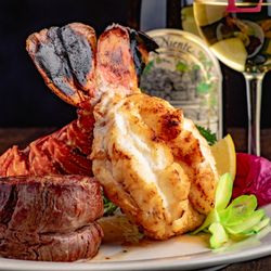 Empire Steak House-Times Square - Surf and Turf: USDA Prime filet Mignon, and Lobster Tail, at Empire Steak House Midtown West.