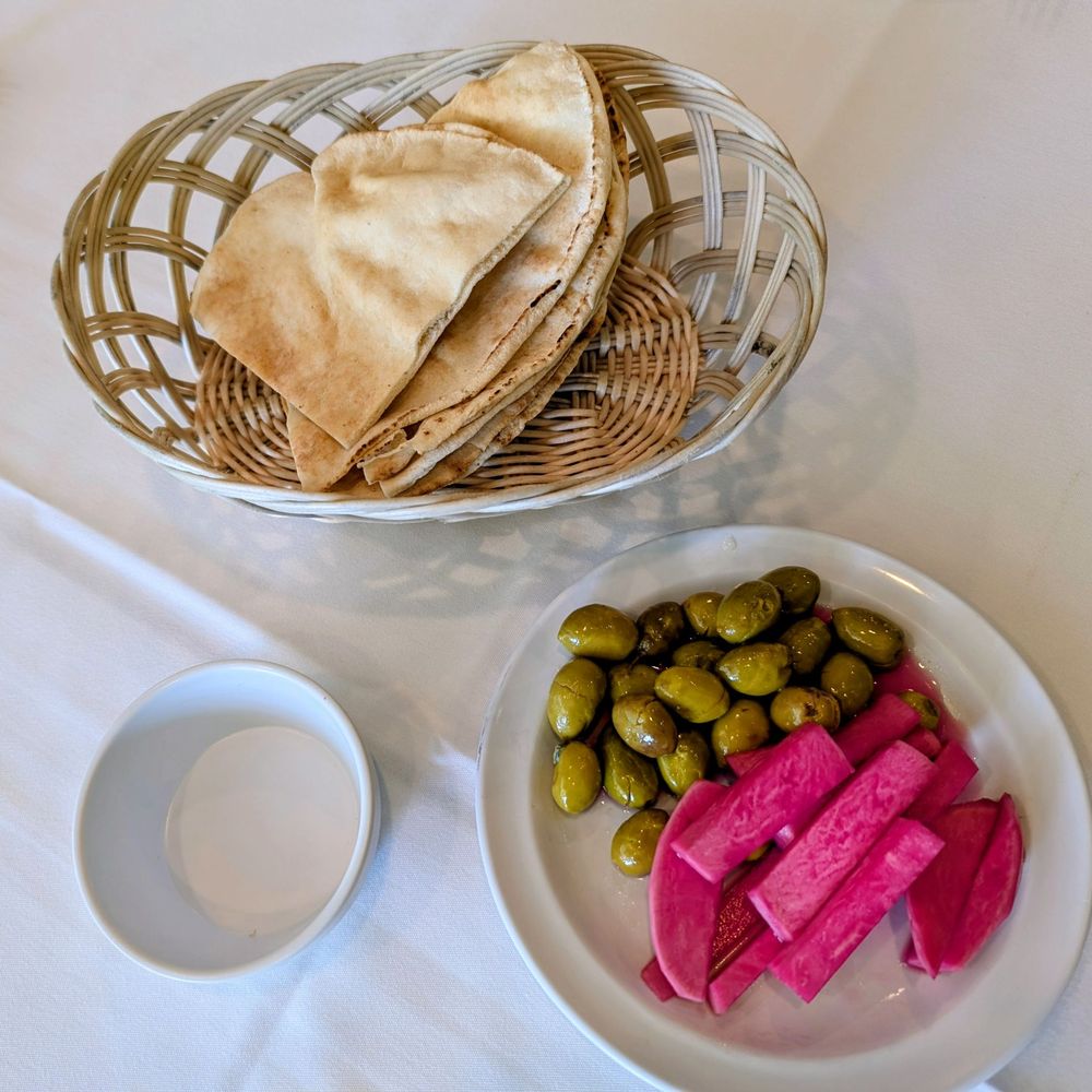 Beit Zaytoon - Complimentary Green Olives Radishes & Pita Bread - Lebanese Near Me - West Hempstead, New York