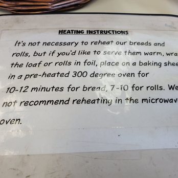 Great Harvest Bread - instructions for baking instructions - Bakeries Near Me - Westerville, Ohio