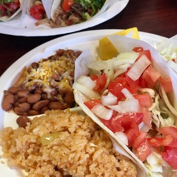 Malena's Taco Shop - Fish tacos with rice and beans // pork tacos - Tacos Near Me - Seattle, Washington