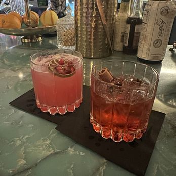 Tango - Left: handsome devil spicy margarita ($16). Right: infused coffee negroni ($18) - Tapas/Small Plates Near Me - Laguna Beach, California