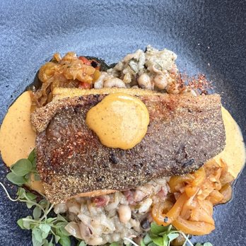 Marrow - Fresh trout and rice cooked with black eyed peas and ham hock - New American Near Me - Detroit, Michigan Marrow - Fresh trout and rice cooked with black eyed peas and ham hock - New American Near Me - Detroit, Michigan