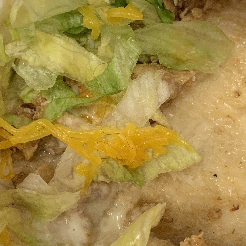 Chicken soft taco + hair.
