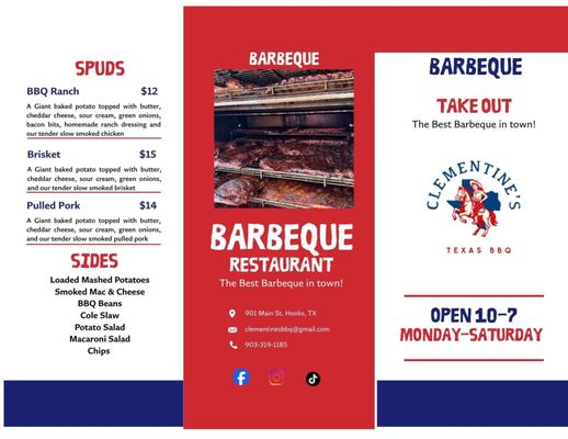 Menu photo 2 Clementine's Breakfast & BBQ Hooks, TX Menu photo 2 Clementine's Breakfast & BBQ Hooks, TX