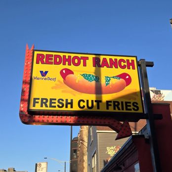 Red Hot Ranch - Sign out front.  Parking lot entrance right below this sign. - Hot Dogs Near Me - Chicago, Illinois