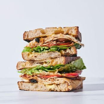Dialog Cafe - Turkey BLT: applewood bacon, shaved turkey, market lettuce, cherry chutney, pepper jack cheese, scallion aioli, heirloom tomato - Cafes Near Me - Los Angeles, California Dialog Cafe - Turkey BLT: applewood bacon, shaved turkey, market lettuce, cherry chutney, pepper jack cheese, scallion aioli, heirloom tomato - Cafes Near Me - Los Angeles, California