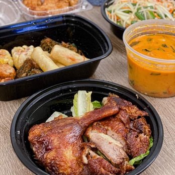 Sup Thai Kitchen  - Crispy duck with pineapple red curry sauce - Thai Near Me - Fresh Meadows, New York