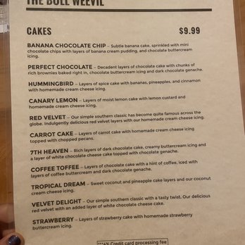 Boll Weevil - Dessert menu - Southern Near Me - Augusta, Georgia