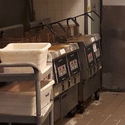 Look at the floors. The fryers. The table. Look at the floors. The fryers. The table.