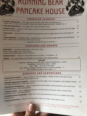 Menu photo 3 Running Bear Pancake House West Yellowstone, MT Menu photo 3 Running Bear Pancake House West Yellowstone, MT
