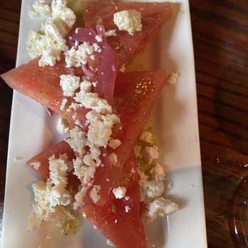 The Miller House - Watermelon, feta, pickled onion with tarragon vinaigrette. - American Near Me - Owensboro, Kentucky The Miller House - Watermelon, feta, pickled onion with tarragon vinaigrette. - American Near Me - Owensboro, Kentucky