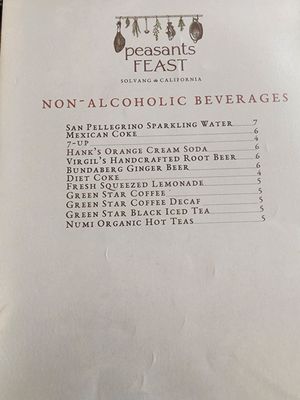 Menu photo 3 peasants FEAST Solvang, CA