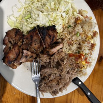 Back Home In Lahaina - Two item combo. Hawaiian BBQ Chicken and Kalua Pork. Substituted bacon fried rice and got all cabbage salad. - Hawaiian Near Me - Carson, California