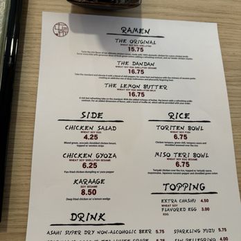 Torisoba Tonsho - Menu - Ramen Near Me - Los Angeles, California