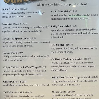 Strikes & Spares Grill - Menu - Amusement Parks Near Me - Modesto, California