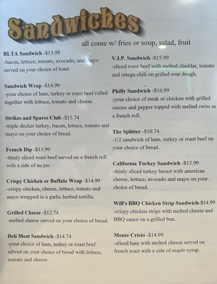 Menu photo 1 Strikes & Spares Grill Modesto, CA