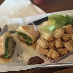 Home Plate Marana - Cheeseburger (medium) w jalapeños and tots.