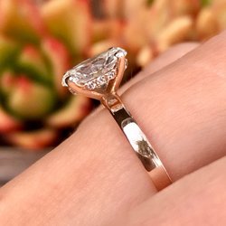Sausalito Jewelers - Rose gold Oval Diamond engagement ring with hidden halo
