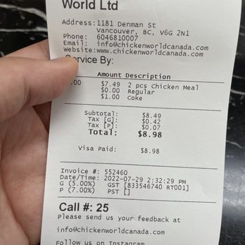 Chicken World - Chicken Shop Near Me - Vancouver, British Columbia