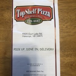 Top Shelf Pizza - Pix of the menu.