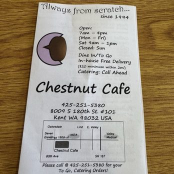 Chestnut Cafe - Menu - Sandwiches Near Me - Kent, Washington