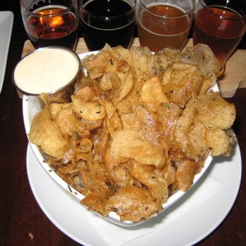 Haven Craft Kitchen + Bar - Housemade Potato Chips Soaked in Beer, Deep Fried and Seasoned with Fresh Herbs.  Served with Garlic Aioli. - New American Near Me - Orange, California