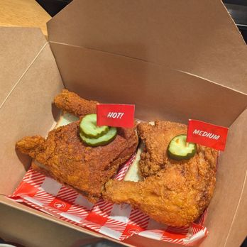 Hattie Bs - Half Bird with all dark meat (1 Hot and 1 Medium heat level). - Southern Near Me - Atlanta, Georgia Hattie Bs - Half Bird with all dark meat (1 Hot and 1 Medium heat level). - Southern Near Me - Atlanta, Georgia