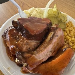 RnC BBQ - 3 Meat plate with potato Salad and corn