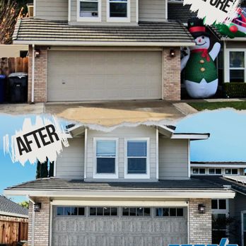 Cassle Garage Door - Great transition. The homeowner upgraded to a doorLink Carriage Style Garage Door in the color Driftwood. - Garage Door Services Near Me - Modesto, California