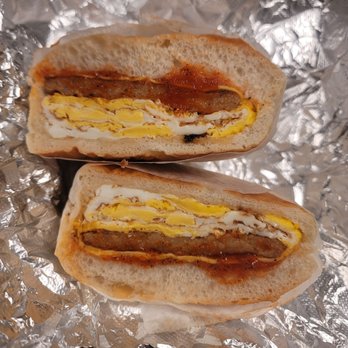 Long Island Bagel Cafe - Sausage, egg & cheese sandwich - Bagels Near Me - Mineola, New York Long Island Bagel Cafe - Sausage, egg & cheese sandwich - Bagels Near Me - Mineola, New York