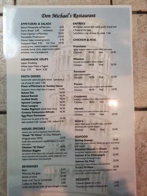 Menu photo 8 Don Michael's Las Vegas, NV