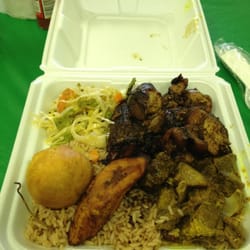Jerk pork and curry goat