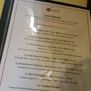 Coconut Rabbit - Menu 2/26/2017 - Thai Near Me - Los Alamitos, California