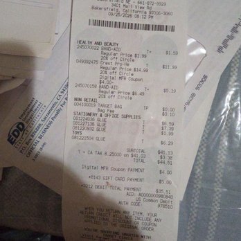 Target - Receipt of my purchase - Department Stores Near Me - Bakersfield, California Target - Receipt of my purchase - Department Stores Near Me - Bakersfield, California