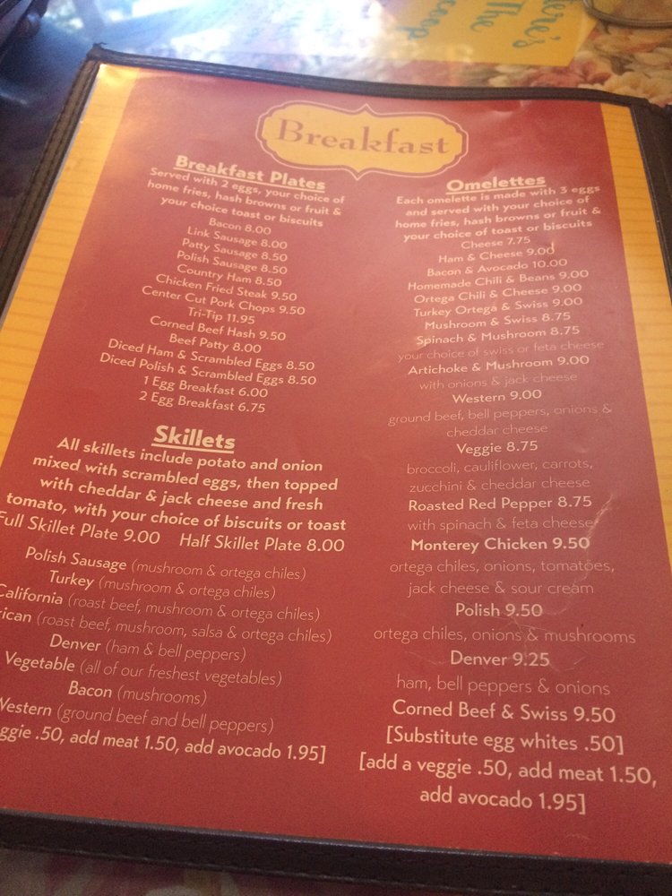 Breakfast menu Yelp