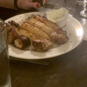 Maria's Mediterranean - Chicken wrapped in bacon with lemon potatoes - Seafood Near Me - Bayside, New York Maria's Mediterranean - Chicken wrapped in bacon with lemon potatoes - Seafood Near Me - Bayside, New York