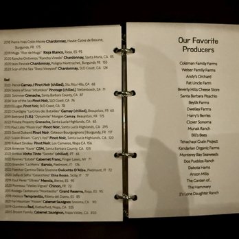 Darling by Sean Brock - Wine menu as of July 2026 - Southern Near Me - West Hollywood, California