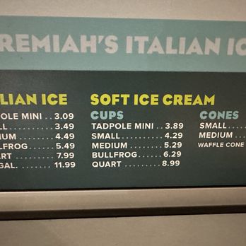 Jeremiah's Italian Ice - Menu - Ice Cream & Frozen Yogurt Near Me - Orlando, Florida
